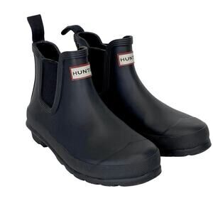 HUNTER Womens Original Chelsea Rain Boot Size 6 Black Waterproof Ankle Pull On